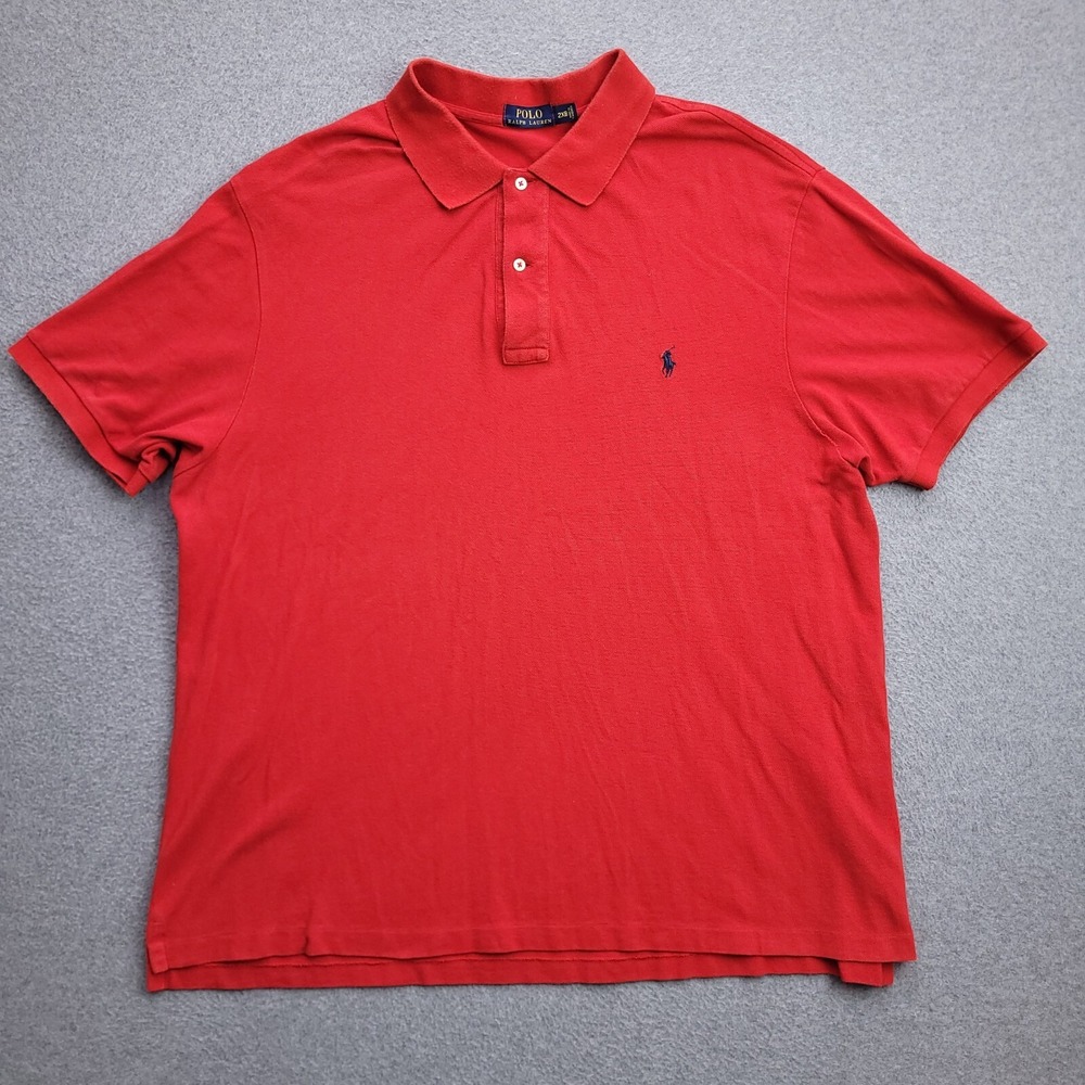 Polo Ralph Lauren Shirt 2XB Pique Knit Cotton Red Pony Short Sleeve